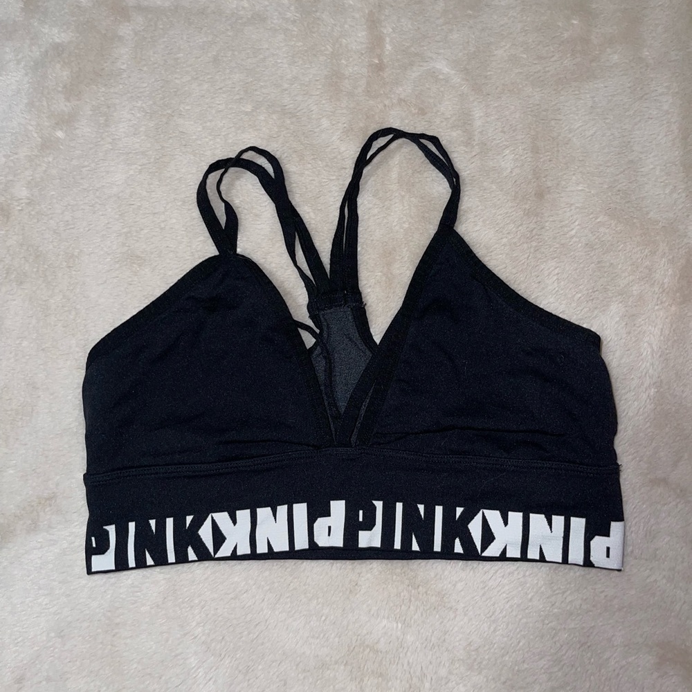 PINK Victoria's Secret Black Strappy Sports Bra